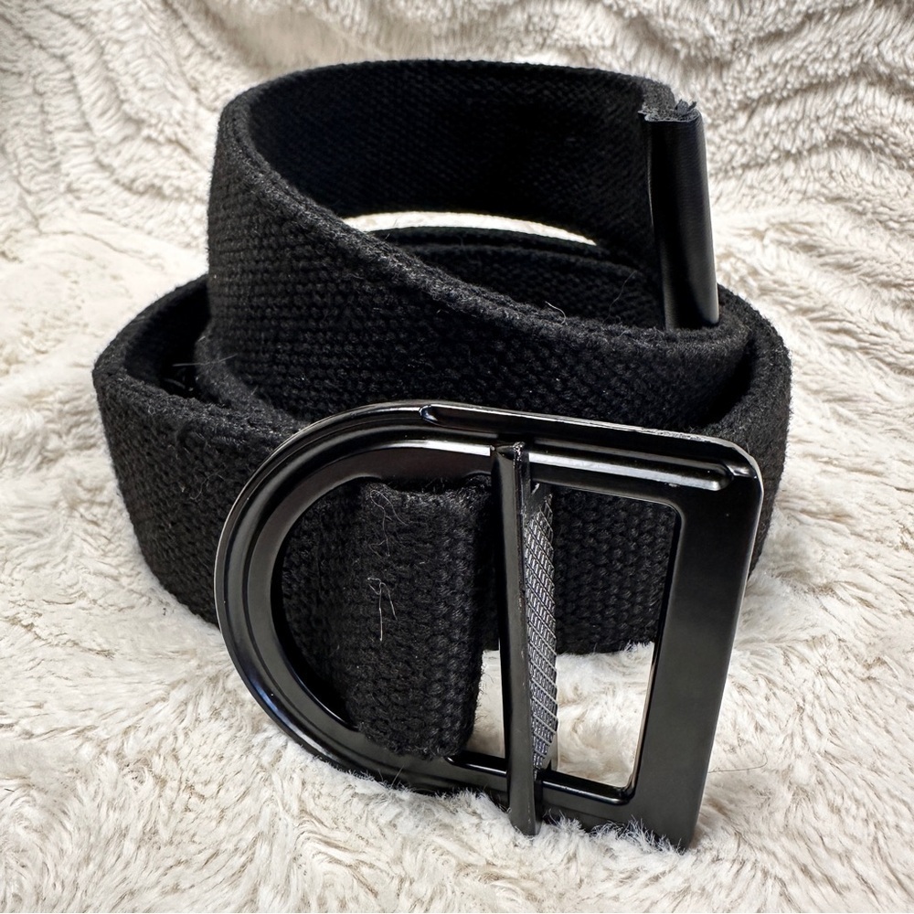 Men's Black Canvas Belt -HIDDEN ZIPPER STORAGE- Black Buckle, Adjustable, 1.5"